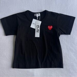 NWT Comme des Garcons Black Tee with Red Heart Patch
